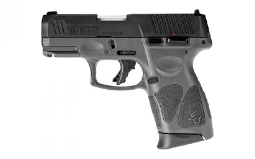 Taurus G3C, Striker Fired, Semi-automatic, Polymer Frame Pistol, Compact, 3.2 Barrel, Gray Frame, Matte Finish Slide, Fixed Front Sight With Drift Adjustable Rear Sight, Manual Thumb Safety, 12 Rounds, 3 Magazines 1-G3C931G