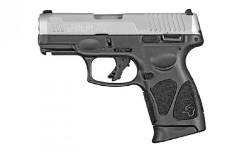 Taurus G3C, Striker Fired, Semi-automatic, Polymer Frame Pistol, Compact, 9MM, 3.2" Barrel, Stainless Finish, Silver Slide, Black Frame, Fixed Front Sight With Drift Adjustable Rear Sight, Manual Thumb Safety, 12 Rounds, 3 Magazines 1-G3C939