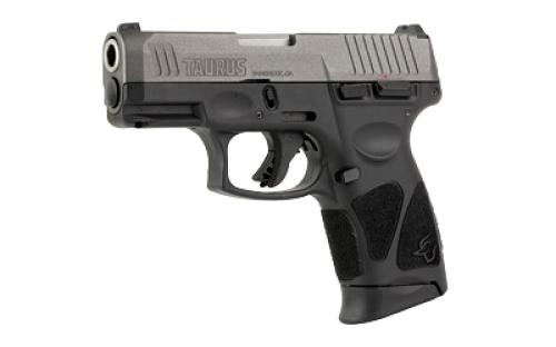 Taurus G3C, Striker Fired, Semi-automatic, Polymer Frame Pistol, Compact, 3.2" Barrel, Matte Finish, Tungsten Slide, Black Frame, Fixed Front Sight With Drift Adjustable Rear Sight, 12 Rounds, 3 Magazines 1-G3C93C