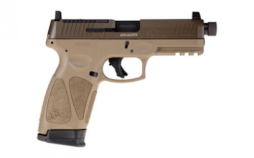 Taurus G3, Tactical, Striker Fired, Semi-automatic, Polymer Frame Pistol, Full Size, 9MM, 4.5" Threaded Barrel, Cerakote Finish, Patriot Brown Slide, Tan Frame, Fixed Steel Suppressor Height Front And Rear Sights, TORO Optics Ready System, 10 Rounds, 2 Magazines 1-G3P941-TAC10