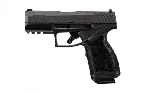 Taurus GX4 Carry, TORO, Striker Fired, Semi-automatic, Polymer Frame Pistol, Compact, 9MM, 3.7" DLC Coated Barrel, Nitride Finish, Black, Fixed White Dot Steel Front Sight, Serrated Drift Adjustable Rear Sight, Picatinny Rail, Optics Ready, 15 Rounds, 2 Magazines, Includes (2) Grip Backstraps, BLEM (Scratch on Slide) 1-GX4CRP941