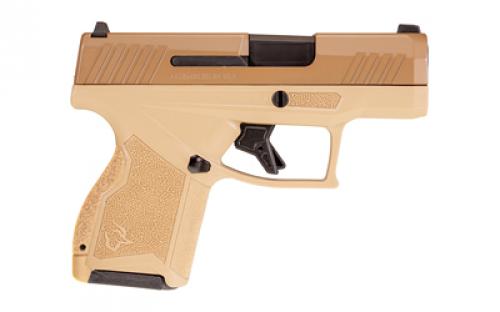 Taurus GX4, Striker Fired, Semi-automatic Pistol, Polymer Framed Pistol, Compact, 9MM, 3 Barrel, Matte Finish, Tan, Fixed Steel Front Sight, Drift-Adjustable Steel Rear Sight w/ Serrated Ramp, Two Backstrap Options, 11 Rounds, 2 Magazines 1-GX4M931ET