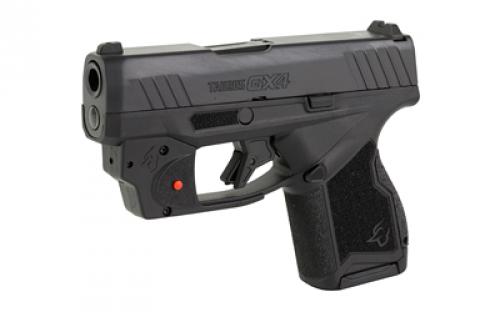 Taurus GX4, Semi-automatic Pistol, Striker Fired, Compact, 9MM, 3" Barrel, Polymer Frame, Black Slide, Fixed Steel Front Sight, Drift-Adjustable Steel Rear Sight w/ Serrated Ramp, Two Backstrap Options, Red Viridian Laser, 2-11 Round Magazines 1-GX4M931VL