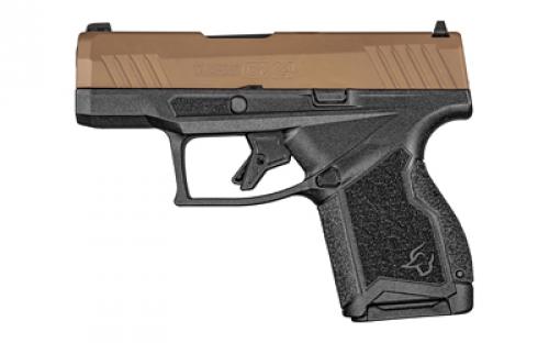 Taurus GX4, Striker Fired, Semi-automatic, Polymer Frame Pistol, Compact, 9MM, 3 Barrel with DLC Finish, Troy Coyote Cerakote Finish Slide, Fixed Steel Front Sight, Drift-Adjustable Steel Rear Sight w/ Serrated Ramp, Two Backstrap Options, 11 Rounds, 2 Magazines 1-GX4M93E