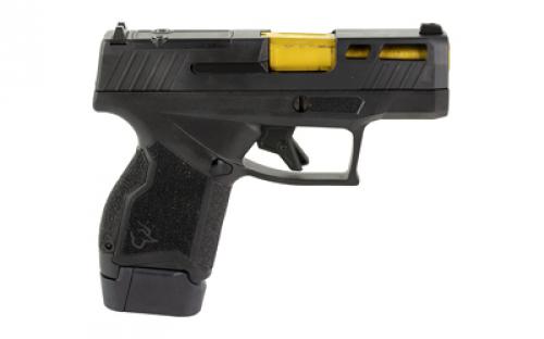 Taurus GX4 Race, Striker Fired, Semi-automatic, Polymer Frame Pistol, Micro-Compact, 9MM, 3" Barrel, Gold, Matte Finish, Black, Fixed Steel Front Sight, Drift-Adjustable Steel Rear Sight w/ Serrated Ramp, Optic Ready, Ported Slide, (1)-11 and (1)-13 Round Magazine 1-GX4MP931-TL1