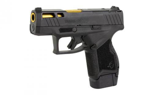 Taurus GX4 Race, Striker Fired, Semi-automatic, Polymer Frame Pistol, Micro-Compact, 9MM, 3" Barrel, Gold, Matte Finish, Black, Fixed Steel Front Sight, Drift-Adjustable Steel Rear Sight w/ Serrated Ramp, Optic Ready, Ported Slide, (1)-11 and (1)-13 Round Magazine 1-GX4MP931-TL1