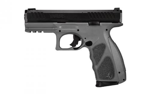 Taurus TS9, Semi-automatic, Striker Fired, Polymer Framed Pistol, Full Size, 9MM, 4 Barrel, Matte Finish, Black Slide, Gray Frame, Non-Manual Safety, Adjustable Sights, 4 Interchangeable Backstraps, 17 Rounds, 2 Magazines 1-TS9SR041GR