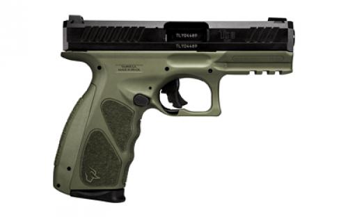 Taurus TS9, Semi-automatic, Striker Fired, Polymer Framed Pistol, Full Size, 9MM, 4" Barrel, Matte Finish, Black Frame, Olive Drab Green Frame, Non-Manual Safety, Adjustable Sights, 4 Interchangeable Backstraps, 17 Rounds, 2 Magazines 1-TS9SR041O