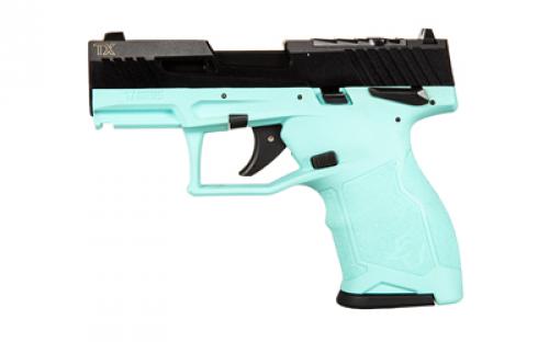 Taurus TX22 Compact, Striker Fired, Semi-automatic, Polymer Framed Pistol, 22 LR, 3.6 Threaded Barrel, Matte Finish, Black Slide, Cyan Frame, Ramp Front/Adjustable Rear, 13 Rounds, 2 Magazines, Manual Safety 1-TX22131C