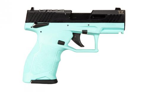 Taurus TX22 Compact, Striker Fired, Semi-automatic, Polymer Framed Pistol, 22 LR, 3.6" Threaded Barrel, Matte Finish, Black Slide, Cyan Frame, Ramp Front/Adjustable Rear, 13 Rounds, 2 Magazines, Manual Safety 1-TX22131C