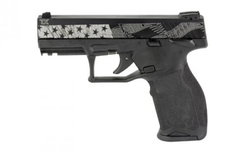 Taurus TX22, TALO Exclusive, Semi-automatic, Striker Fired, 22 LR, 4.1 Threaded Barrel, Polymer Frame, Black Color, Laser Engraved US Flag, 16Rd, 2 Magazines 1-TX22141-US1