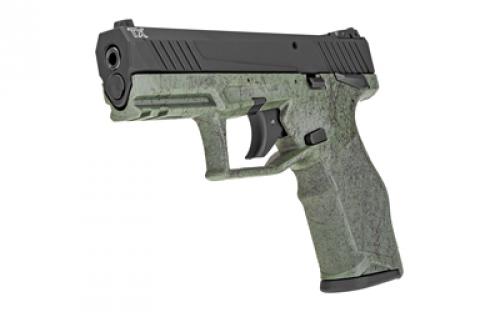 Taurus TX22, Striker Fired, Semi-automatic, Polymer Frame Pistol, Full Size, 22LR, 4.1" Threaded Barrel, Matte Finish, Black Slide, Green Splatter Frame, Adjustable Sights, Manual Thumb Safety, 16 Rounds, 2 Magazines 1-TX22141SP2