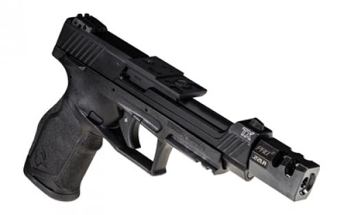 Taurus TX22, T.O.R.O. (Taurus Optic Ready Option), Striker Fired, Semi-automatic, Full Size, Polymer Frame Pistol, 22 LR, 5.25" Bull Barrel, Matte Finish, Black, Fixed Front Sight with Drift Rear Adjustable Rear Sight, Manual Safety, 10 Rounds, 3 Magazines, TandemKross Game Changer Pro Squared Compensator 1-TX22C151-T10