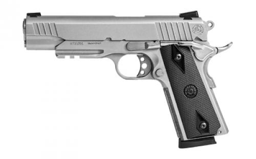 Taurus PT1911, Single Action Only, Semi-automatic, Metal Frame Pistol, Full Size, 45 ACP, 5 Barrel, Stainless Steel, Matte Finish, Silver, Rubber Grips, Novak Sights, Manual Thumb Safety, 8 Rounds, Accessory Rail, 2 Magazines 1-191109-SS1