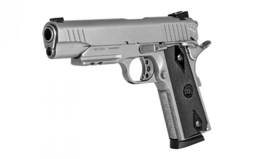 Taurus PT1911, Single Action Only, Semi-automatic, Metal Frame Pistol, Full Size, 45 ACP, 5" Barrel, Stainless Steel, Matte Finish, Silver, Rubber Grips, Novak Sights, Manual Thumb Safety, 8 Rounds, Accessory Rail, 2 Magazines 1-191109-SS1