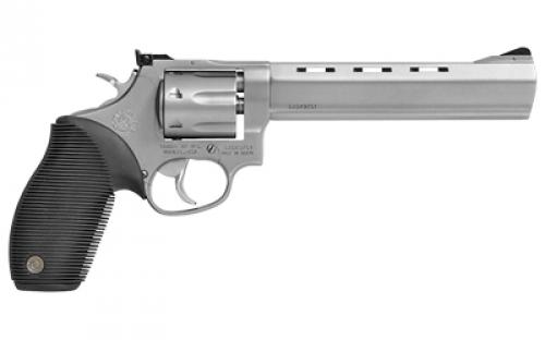 Taurus Model 17, Tracker, Double Action, Metal Frame Revolver, Large Frame, 17HMR, 6.5" Heavy Barrel, Stainless Steel, Matte Finish, Silver, Rubber Grips, Adjustable Sights, 7 Rounds 2-170069