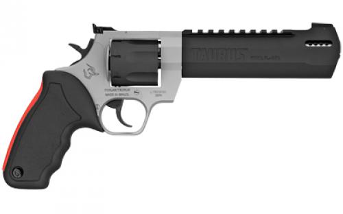 Taurus Raging Hunter, Double Action, Metal Frame Revolver, Large Frame, 357 Magnum/38 Special +P, 6.75" Exact Barrel Length, Stainless Steel, Matte Finish, Two-Tone, Rubber Grips, Adjustable Sights, 7 Rounds 2-357065RH