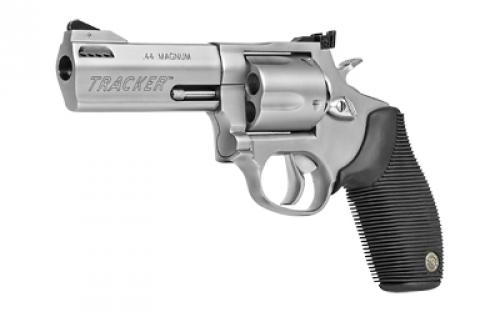 Taurus Model 44, Tracker, Double Action, Metal Frame Revolver, Large Frame, 44 Magnum, 4" Barrel, Stainless Steel, Matte Stainless Finish, Silver, Rubber Grips, Adjustable Sights, 5 Rounds 2-440049TKR