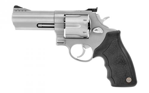 Taurus Model 44, Double Action, Metal Frame Revolver, Large Frame, 44 Magnum, 4 Ported Barrel, Stainless Steel, Matte Stainless Finish, Silver, Rubber Grips, Adjustable Sights, 6 Rounds 2-440049