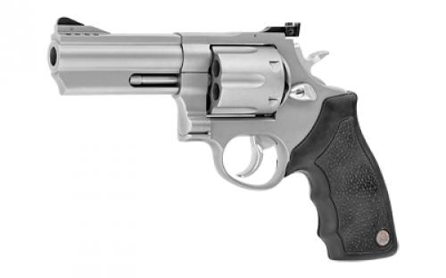 Taurus Model 44, Double Action, Metal Frame Revolver, Large Frame, 44 Magnum, 4" Ported Barrel, Stainless Steel, Matte Stainless Finish, Silver, Rubber Grips, Adjustable Sights, 6 Rounds 2-440049