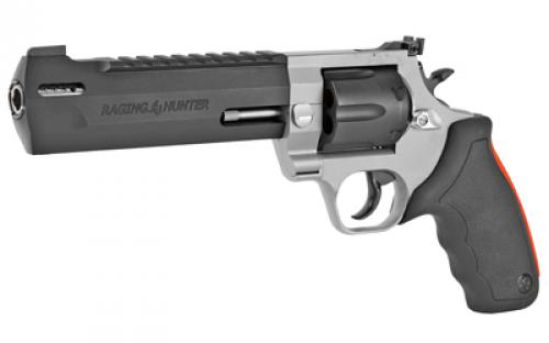 Taurus Raging Hunter, Double Action, Metal Frame Revolver, Large Frame, 44 Magnum, 6.75" Exact Barrel Length, Stainless Steel, Matte Finish, Duo-Tone Finish, Rubber Grips, Adjustable Sights, 6 Rounds 2-440065RH