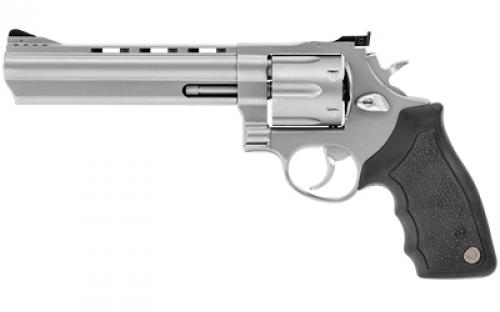 Taurus Model 44, Double Action, Metal Frame Revolver, Large Frame, 44 Magnum, 6.5 Ported Barrel, Stainless Steel, Matte Stainless Finish, Silver, Rubber Grips, Adjustable Sights, 6 Rounds 2-440069