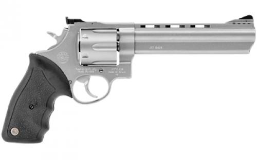 Taurus Model 44, Double Action, Metal Frame Revolver, Large Frame, 44 Magnum, 6.5" Ported Barrel, Stainless Steel, Matte Stainless Finish, Silver, Rubber Grips, Adjustable Sights, 6 Rounds 2-440069