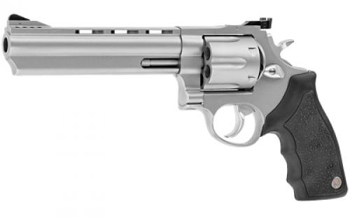 Taurus Model 44, Double Action, Metal Frame Revolver, Large Frame, 44 Magnum, 6.5" Ported Barrel, Stainless Steel, Matte Stainless Finish, Silver, Rubber Grips, Adjustable Sights, 6 Rounds 2-440069