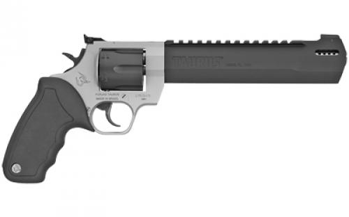 Taurus Raging Hunter, Double Action, Metal Frame Revolver, Large Frame, 44 Magnum, 8.37" Ported Barrel, Stainless Steel, Matte Finish, Duo-Tone, Rubber Grips, Adjustable Sights, 6 Rounds, Soft Case Included 2-440085RH-DLX