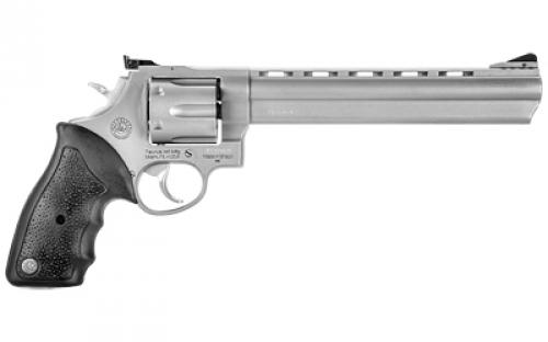 Taurus Model 44, Double Action, Metal Frame Revolver, Large Frame, 44 Magnum, 8.37" Ported Barrel, Stainless Steel, Matte Stainless Finish, Silver, Rubber Grips, Adjustable Sights, 6 Rounds 2-440089