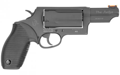 Taurus Judge, Double Action, Metal Frame Revolver, Medium Frame, 410 Bore/45LC, 3" Chamber, 3" Barrel, Steel, Oxide Finish, Black, Rubber Grips, Fixed Sight, 5 Rounds 2-441031MAG