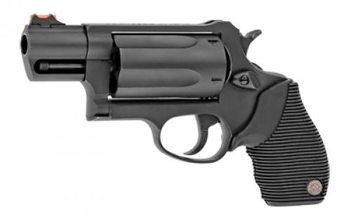 Taurus Judge, Public Defender, Double Action, Metal Frame Revolver, Medium Frame, 410 Bore/45LC, 2" Barrel, 2.5" Chamber, Steel, Oxide Finish, Black, Rubber Grips, Fiber Optic Front Sight, 5 Rounds 2-441031TC