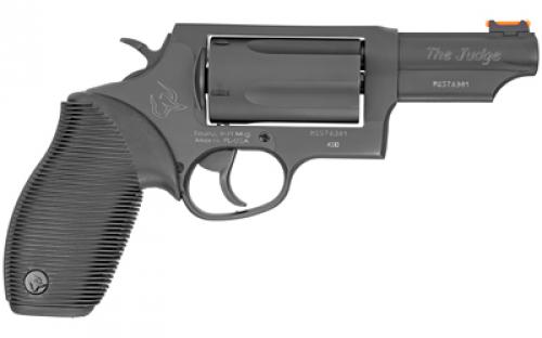 Taurus Judge, Double Action, Metal Frame Revolver, Large Frame, 410 Bore/45LC, 3" Barrel, 2.5" Chamber, Steel, Oxide Finish, Black, Rubber Grips, Fiber Optic Front Sight, 5 Rounds 2-441031T