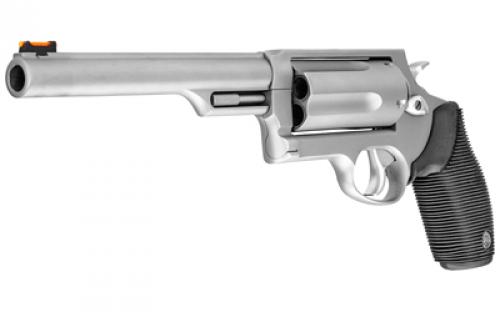 Taurus Judge Magnum, Double Action, Metal Frame Revolver, Large Frame, 410 Bore/45LC, 6.5" Barrel, Stainless Steel, Matte Finish, Silver, Rubber Grips, 5 Rounds 2-441069MAG