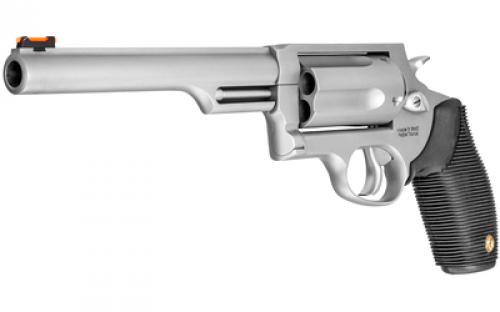 Taurus Judge, Double Action, Metal Frame Revolver, Large Frame, 410 Bore/45LC, 6.5" Barrel, 2.5" Chamber, Stainless Steel, Matte Finish, Silver, Rubber Grips, Fiber Optic Front Sight, 5 Rounds 2-441069T