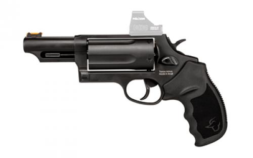 Taurus Judge Magnum T.O.R.O., Double Action, Alloy Steel Frame Revolver, Compact, 3 410 Bore/.45 Long Colt, 3 Barrel, Fiber Optic Front Sight, Optics Ready, Rubber Grips, Oxide Finish, Black, 5 Rounds 2-4410P31MAG