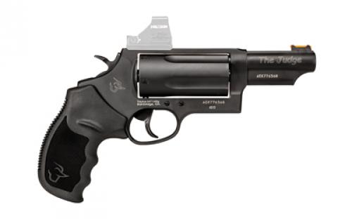 Taurus Judge Magnum T.O.R.O., Double Action, Alloy Steel Frame Revolver, Compact, 3" 410 Bore/.45 Long Colt, 3" Barrel, Fiber Optic Front Sight, Optics Ready, Rubber Grips, Oxide Finish, Black, 5 Rounds 2-4410P31MAG