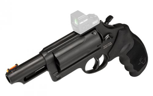 Taurus Judge Magnum T.O.R.O., Double Action, Alloy Steel Frame Revolver, Compact, 3" 410 Bore/.45 Long Colt, 3" Barrel, Fiber Optic Front Sight, Optics Ready, Rubber Grips, Oxide Finish, Black, 5 Rounds 2-4410P31MAG