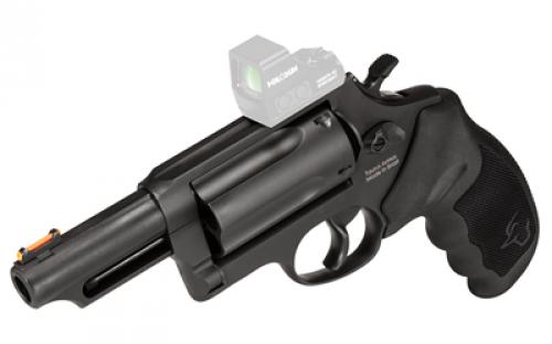 Taurus Judge T.O.R.O., Double Action, Metal Frame Revolver, Compact Frame, 2.5" 410 Bore/.45 Long Colt, 3" Barrel, Fiber Optic Front Sight, Optics Ready, Rubber Grips, Oxide Finish, Black, 5 Rounds 2-4410P31T