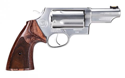 Taurus Judge Executive, Double Action, Metal Frame Revolver, Large Frame, 410 Bore/45LC, 3" Barrel, Stainless Steel, Matte Finish, Silver, Rubber Grips, Fiber Optic Front Sight, 5 Rounds 2-441EX039