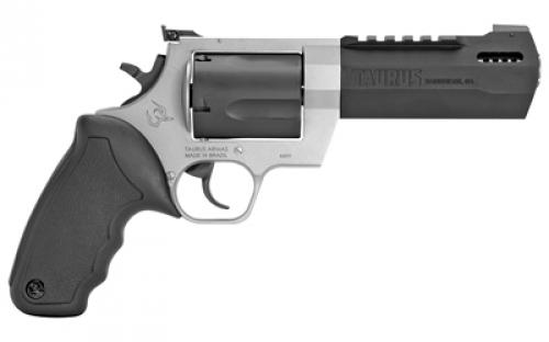 Taurus Raging Hunter, Double Action, Metal Frame Revolver, Large Frame, 460 S&W, 5.12" Barrel, Stainless Steel, Matte Finish, Black Barrel/Cylinder, Silver Frame, Rubber Grips, Adjustable Rear Sight, 5 Rounds 2-460055RH