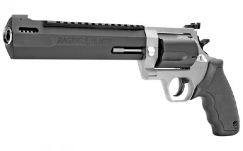 Taurus Raging Hunter, Double Action/Single Action, Metal Frame, Revolver, Large Frame, 460 S&W, 8.37" Barrel, Stainless Steel, Black Barrel/Cylinder, Silver Frame, Rubber Grips, Adjustable Rear Sight, 5 Rounds 2-460085RH