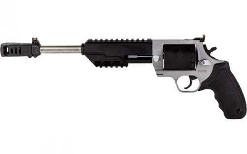 Taurus Raging Hunter, Double Action, Metal Frame Revolver, Large Frame, 460 S&W, 10 Barrel, Stainless Steel, Matte Finish, Black Barrel/Cylinder, Silver Frame, Rubber Grips, Adjustable Rear Sight, 5 Rounds 2-460105RH