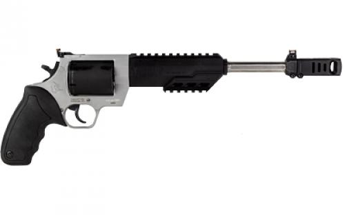 Taurus Raging Hunter, Double Action, Metal Frame Revolver, Large Frame, 460 S&W, 10" Barrel, Stainless Steel, Matte Finish, Black Barrel/Cylinder, Silver Frame, Rubber Grips, Adjustable Rear Sight, 5 Rounds 2-460105RH