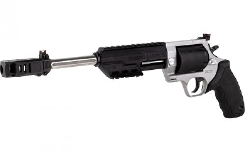 Taurus Raging Hunter, Double Action, Metal Frame Revolver, Large Frame, 460 S&W, 10" Barrel, Stainless Steel, Matte Finish, Black Barrel/Cylinder, Silver Frame, Rubber Grips, Adjustable Rear Sight, 5 Rounds 2-460105RH