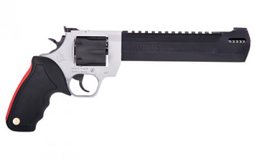 Taurus Raging Hunter, Double Action/Single Action, Steel Frame, Revolver, Large Frame, 500 S&W, 8.37" Barrel, Black Barrel/Cylinder, Silver Frame, Rubber Grips, Adjustable Rear Sight, 5 Rounds 2-500085RH