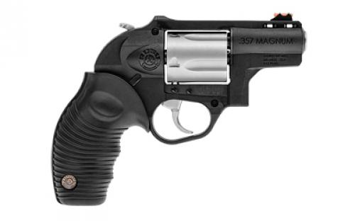 Taurus Model 605, Double Action, Polymer Frame Revolver, Small Frame, 357 Magnum, 2" Barrel, Oxide Finish, Silver Cylinder, Black, Rubber Grips, Fixed Sights, 5 Rounds 2-605029PLY