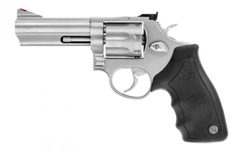 Taurus Model 66, Double Action, Metal Frame Revolver, Medium Frame, 357 Magnum, 4 Barrel, Stainless Steel, Matte Finish, Silver, Rubber Grips, Adjustable Sights, 7 Rounds 2-660049