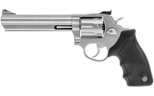 Taurus Model 66, Double Action, Metal Frame Revolver, Large Frame, 357 Magnum, 6 Barrel, Stainless Steel, Matte Finish, Silver, Rubber Grips, Adjustable Sights, 7 Rounds 2-660069