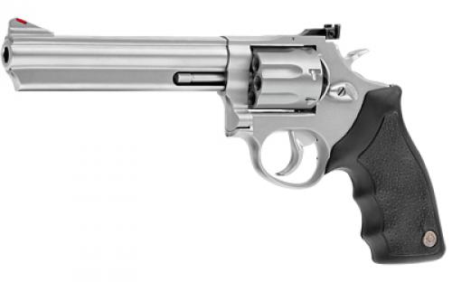 Taurus Model 66, Double Action, Metal Frame Revolver, Large Frame, 357 Magnum, 6" Barrel, Stainless Steel, Matte Finish, Silver, Rubber Grips, Adjustable Sights, 7 Rounds 2-660069